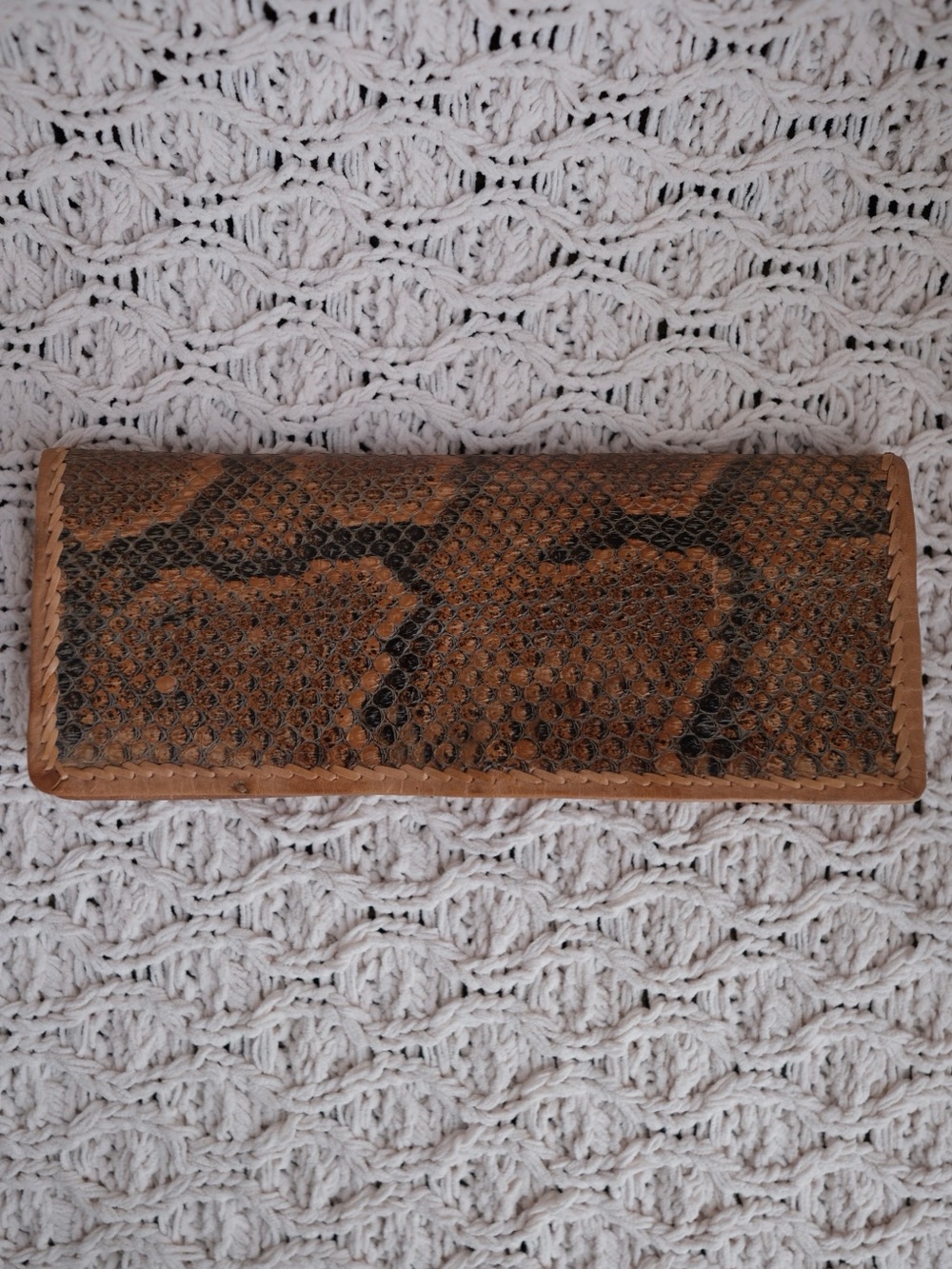 Vintage Snakeskin Leather Clutch Wallet